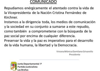 Justicialistas breñenses repudian magnicidio