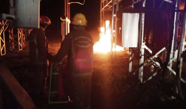 Bomberos Voluntarios extinguieron fuego en Planta Transformadora de SECHEEP