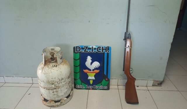 Policía breñense recupera garrafa y rifle de aire comprimido