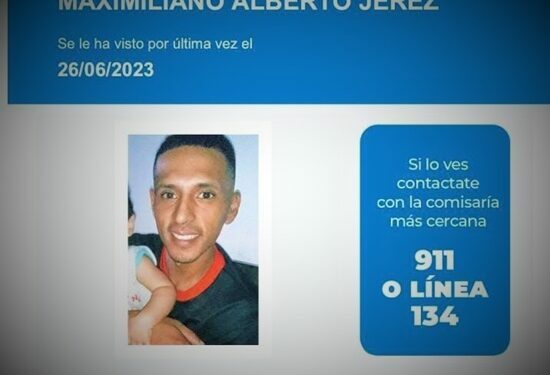 Se busca el paradero de Maximiliano Jerez