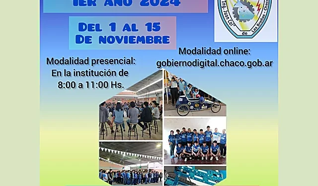 Inscripción para ingresantes en Escuela Técnica año 2024