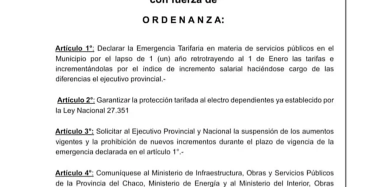 Concejo Deliberante aprobó la “Declaración de Emergencia Tarifaria” por Mayoría Simple