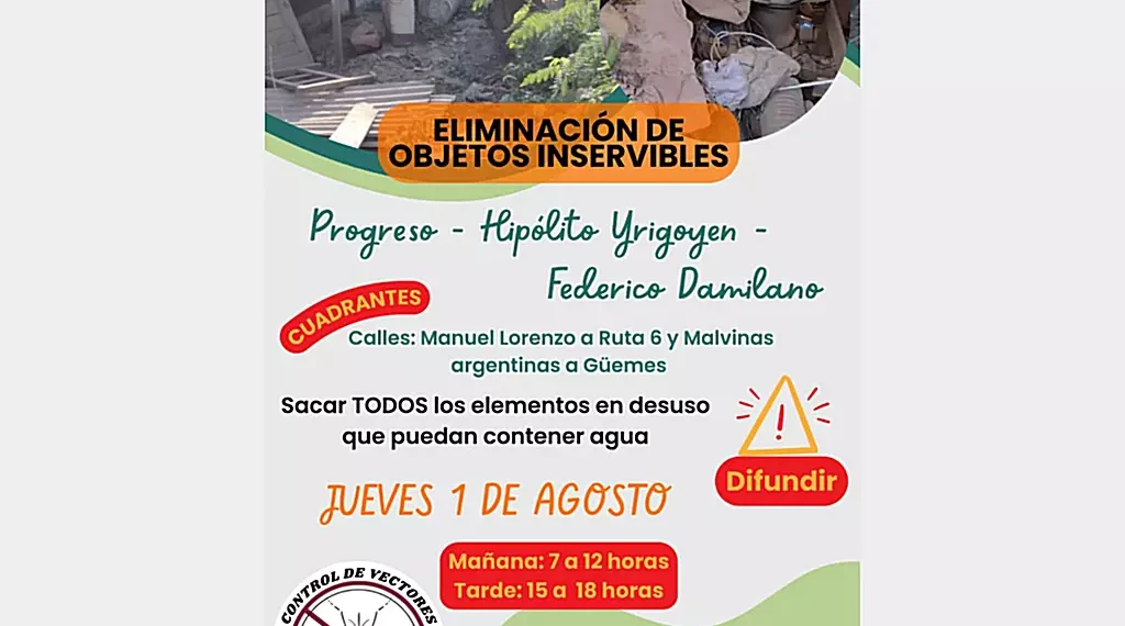 Este 1 de Agosto, Jornada de Descacharrado