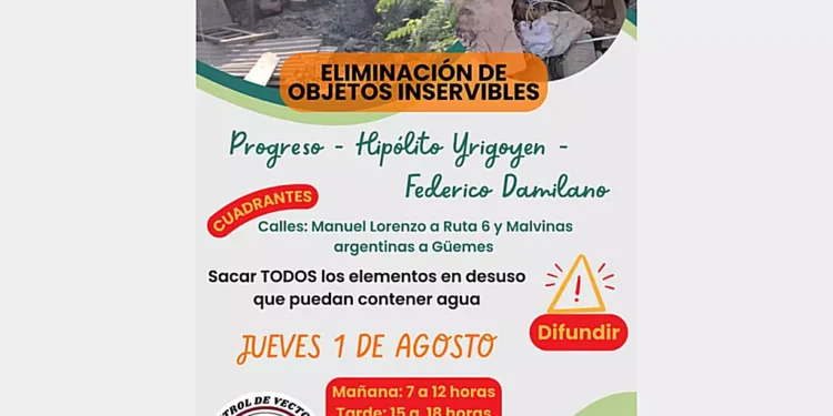 Este 1 de Agosto, Jornada de Descacharrado