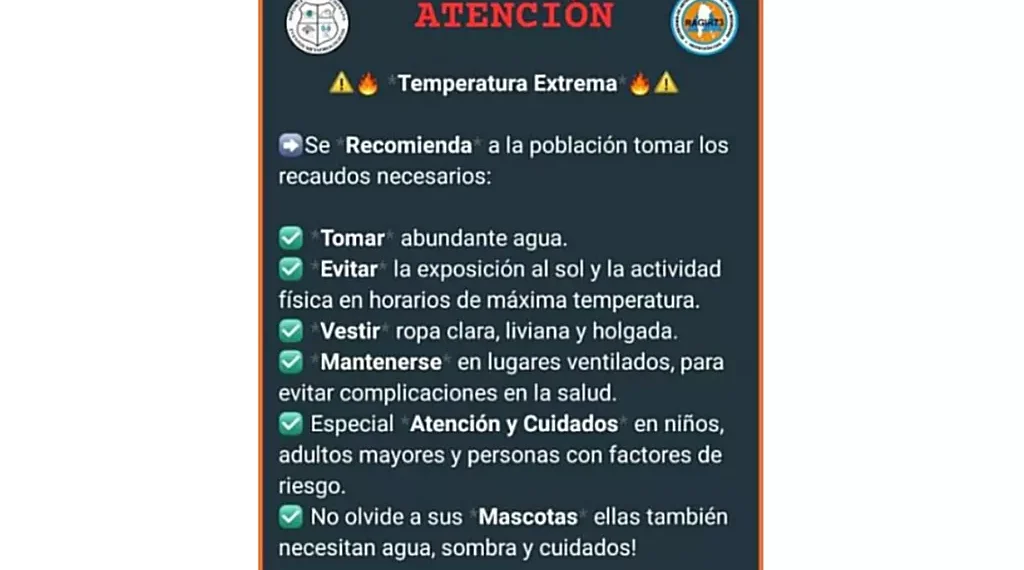 SATEM emitió Alerta por “Temperaturas Extremas/Calor”