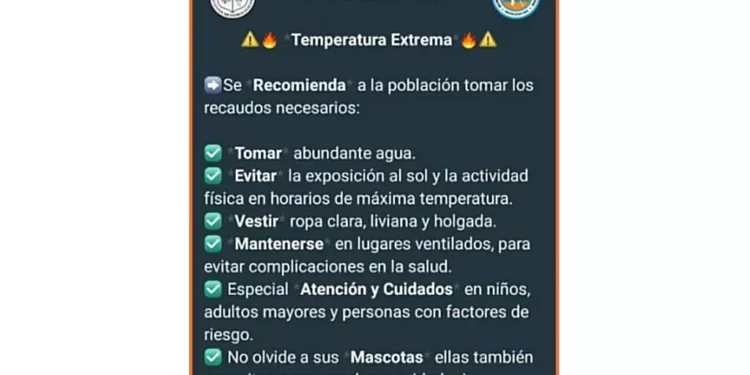 SATEM emitió Alerta por “Temperaturas Extremas/Calor”