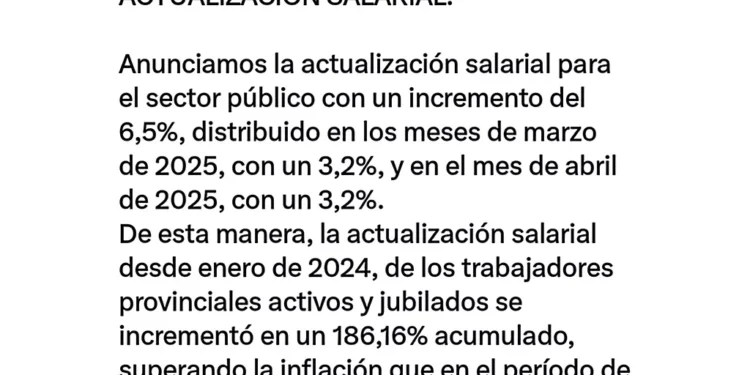 Zdero anunció incremento salarial para empleados públicos, de un 6,5% en dos cuotas