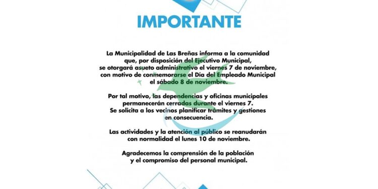 Este viernes 7 no habrá actividad en el municipio