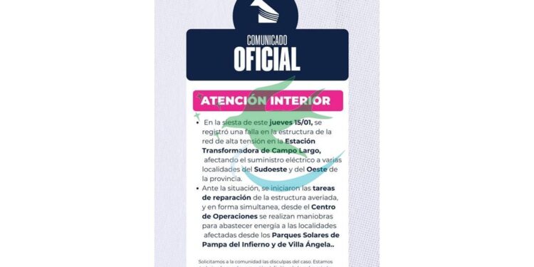 Corte de luz prolongado, lo que informa SECHEEP