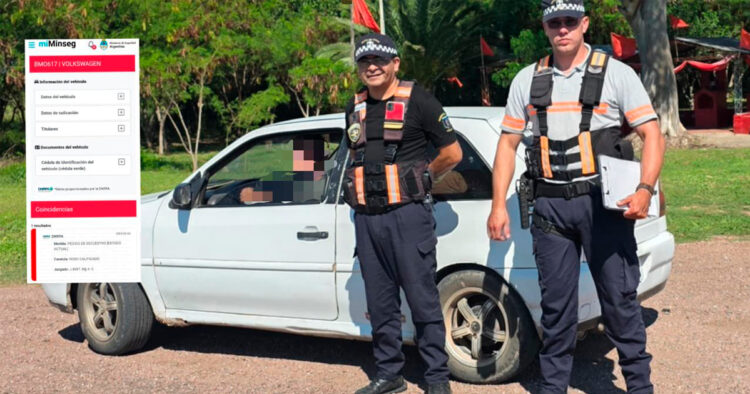 Dos policías que hicieron control vehicular para dar con el auto con pedido de captura
