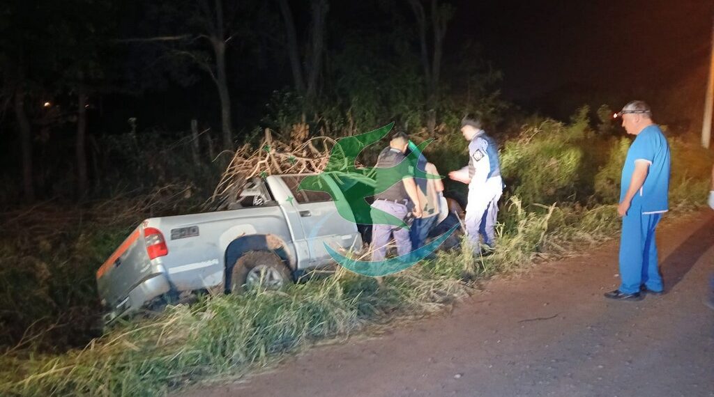 Evitó chocar un perro, y fue a parar a una zanja con su camioneta