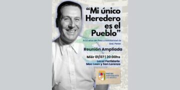 El PJ convoca a un homenaje y reunión ampliada a 52 años de la partida de Perón
